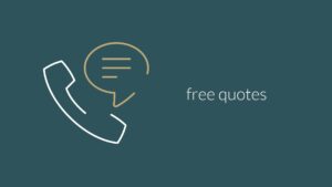 A simple graphic with a phone icon and a speech bubble on a dark teal background, labeled "free quotes," created using Biteable video maker.