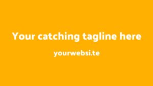 Orange background with promotional text: "Biteable video maker - your catching tagline here" and a website address below.