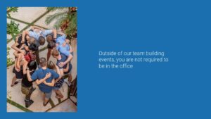 Aerial view of a diverse group of people in a huddle, forming a circle with their heads together outdoors, captured for a Biteable video maker project.