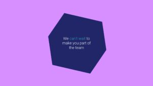 Hexagonal graphic with welcoming text on a purple background, created using Biteable video maker.