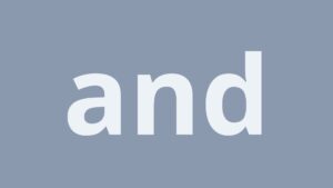 The word "and" in light gray letters on a darker gray background, created with Biteable video maker.