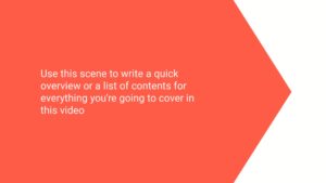 Orange background with white text giving instructions to create a content overview for a Biteable video.