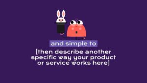 Two animated characters with a presentation screen, created using Biteable video maker, illustrating a placeholder for product or service explanation.