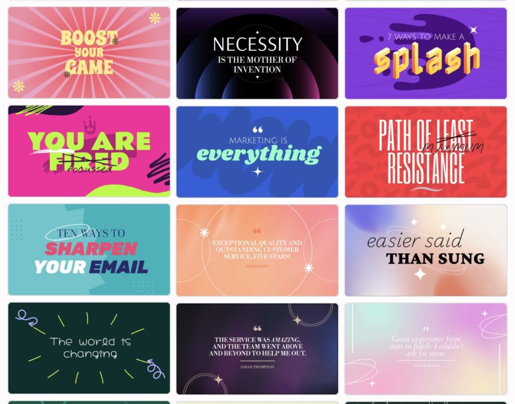 A collage of colorful motivational quotes in various fonts and designs.