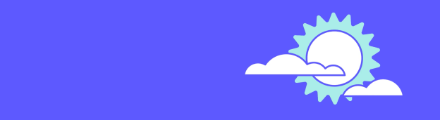 Graphic of a sun partially obscured by clouds on a plain blue background.