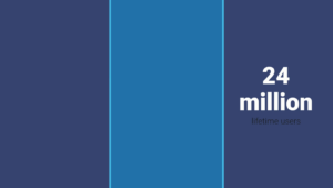 A graphic with a blue background displays "24 million lifetime users" in white text on the right side.